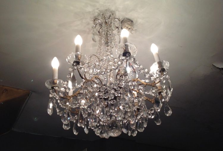 Lampadario a 8 luci con nappe, anni 1900