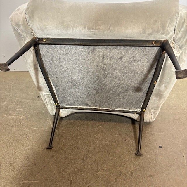 Mid Century 50s armchair “Gigi Radice” grey colour. Iron legs