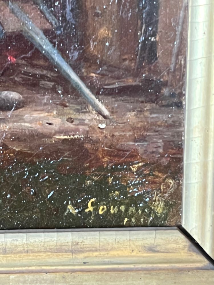 Oil on canvas “the dovecote” signed and dated 1881