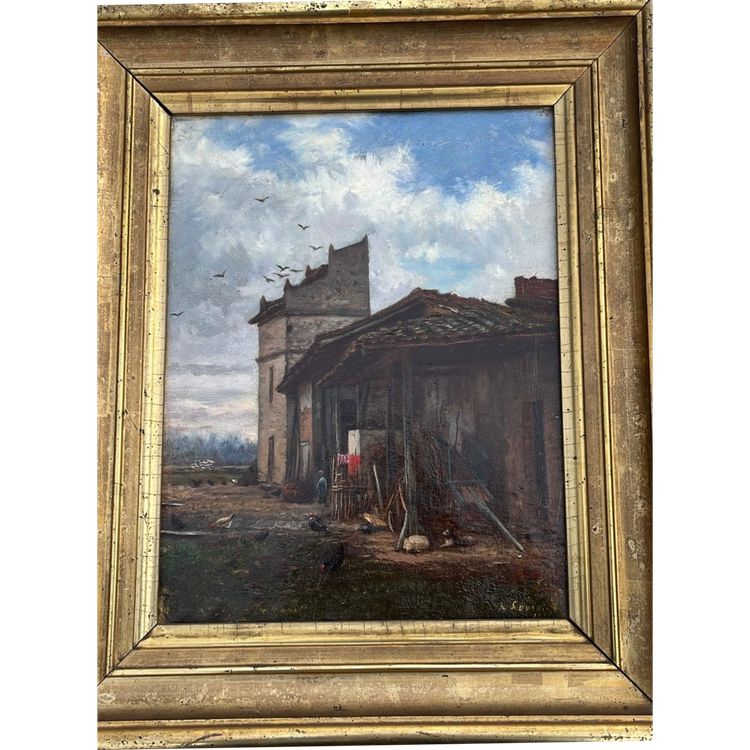 Oil on canvas “the dovecote” signed and dated 1881