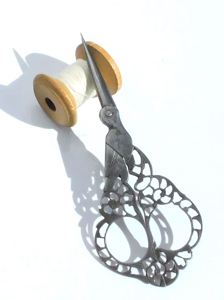 Pair of Italian Sewing Embroidery Scissors, Steel Lace, Bartolomeo Terzano, 19th Century