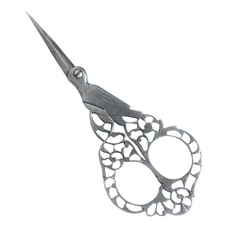 Pair of Italian Sewing Embroidery Scissors, Steel Lace, Bartolomeo Terzano, 19th Century