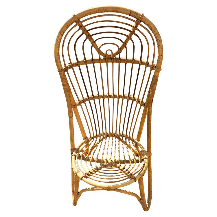 Rattan chair with rounded back from the 60s and 70s