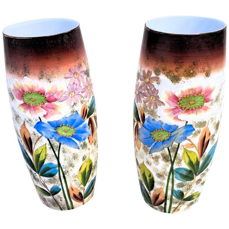 Pair of 19th century opaline vases