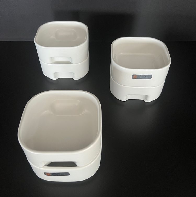 Bowls, ramekins (x6) Square by Makio Hasuike for Sociétariats Ceramica Revelli, Italy 70's
