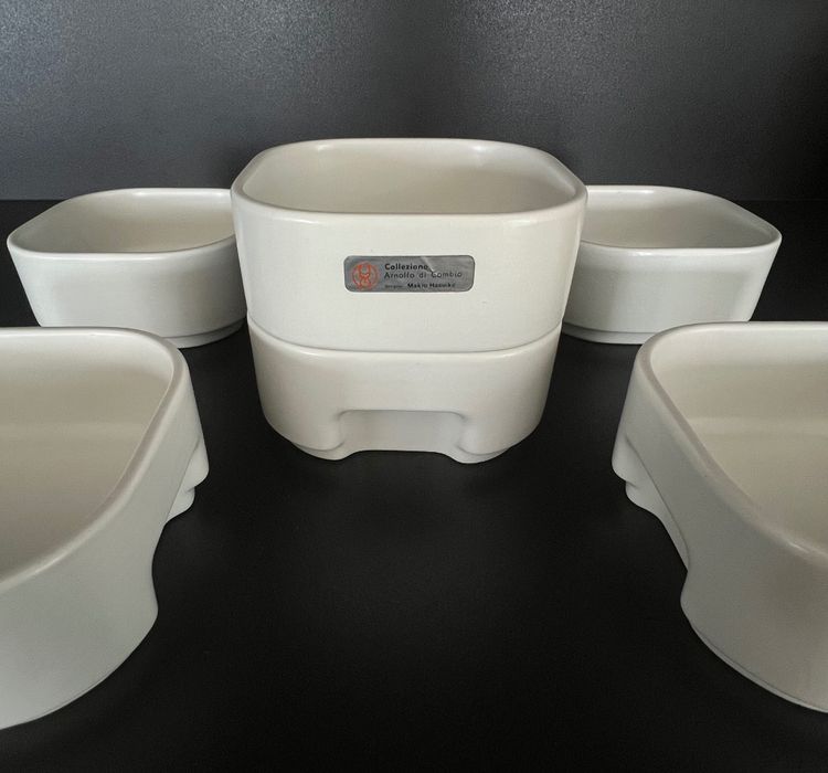 Bowls, ramekins (x6) Square by Makio Hasuike for Sociétariats Ceramica Revelli, Italy 70's