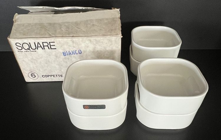 Bowls, ramekins (x6) Square by Makio Hasuike for Sociétariats Ceramica Revelli, Italy 70's