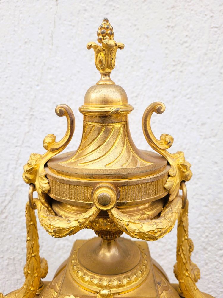 Gilt Bronze Fireplace Set, Napoleon III, 19th Century