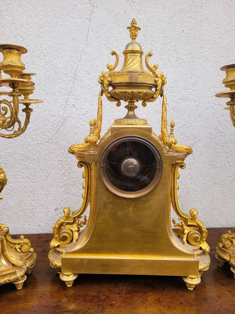 Gilt Bronze Fireplace Set, Napoleon III, 19th Century
