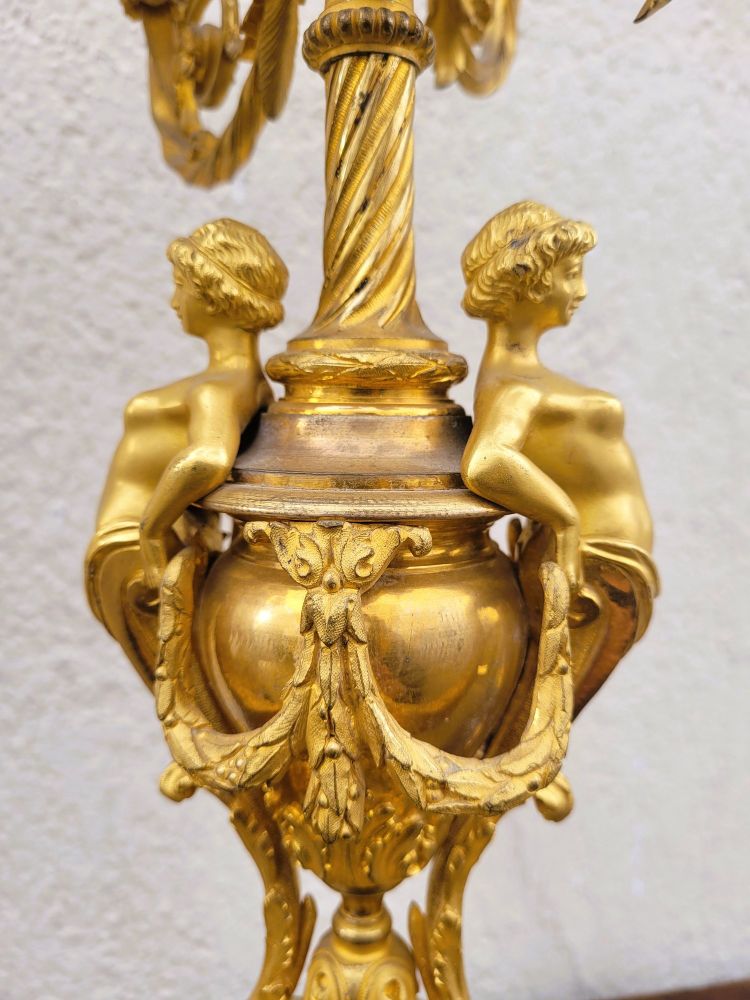 Gilt Bronze Fireplace Set, Napoleon III, 19th Century