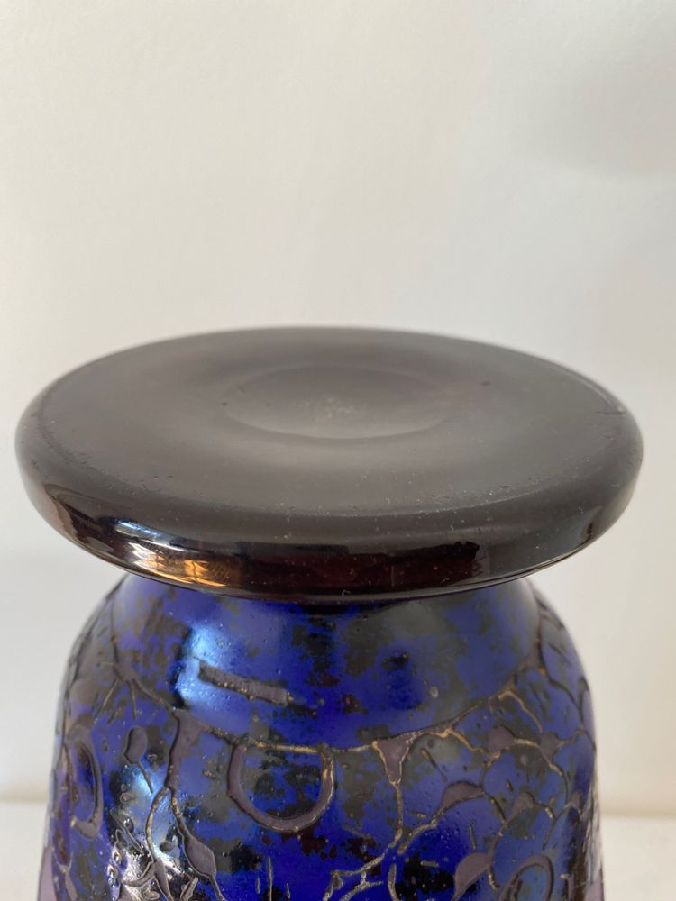 Schneider : large vase Le verre français "roses trémières " art déco 1927-1928