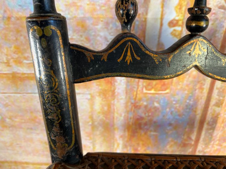 Sedia per bambini Napoleone III in legno annerito e intreccio di vimini – fine del XIX secolo