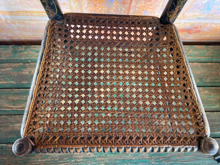 Sedia per bambini Napoleone III in legno annerito e intreccio di vimini – fine del XIX secolo