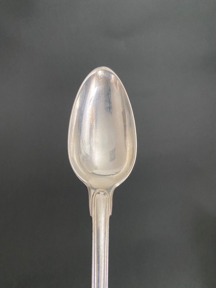 18th century solid silver stew spoon with Fermiers Généraux hallmarks