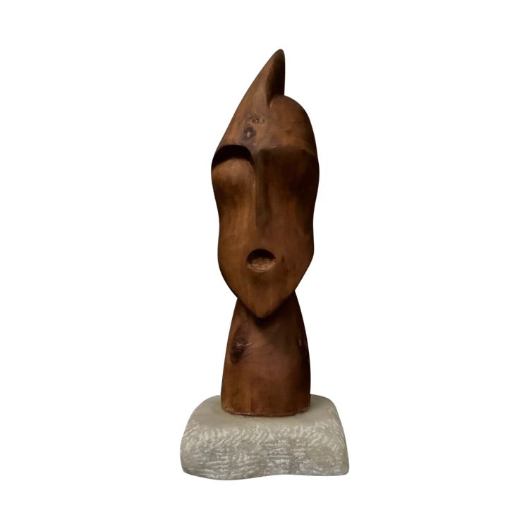Portrait of a warrior in carved wood by Calin Hentea XXth 1995