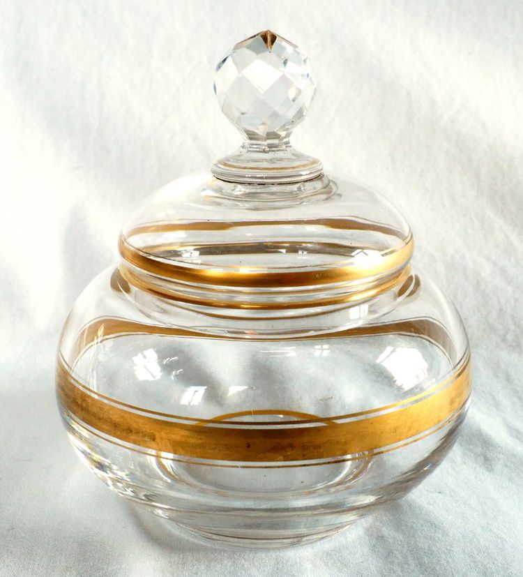Zuccheriera Napoleone III in cristallo Baccarat impreziosita da oro fino - fine XIX secolo