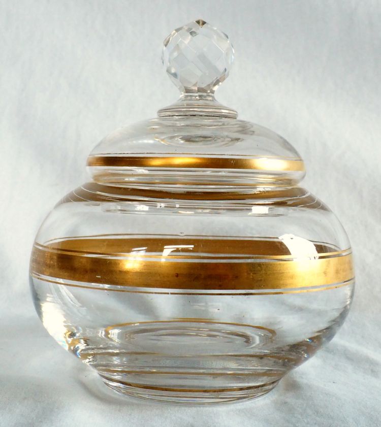 Zuccheriera Napoleone III in cristallo Baccarat impreziosita da oro fino - fine XIX secolo