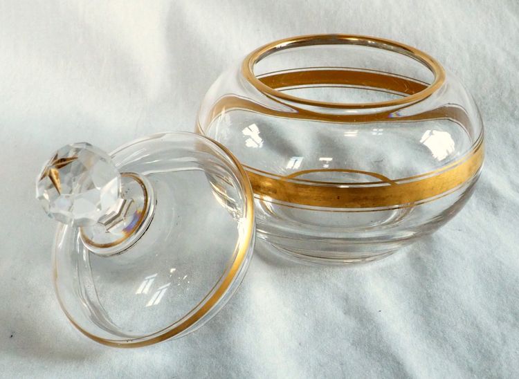 Zuccheriera Napoleone III in cristallo Baccarat impreziosita da oro fino - fine XIX secolo