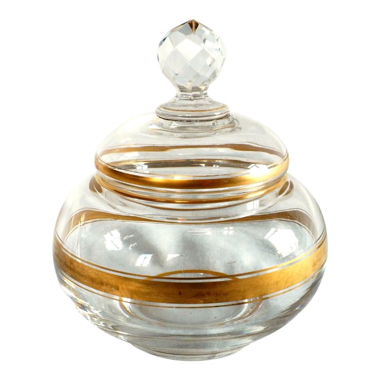 Zuccheriera Napoleone III in cristallo Baccarat impreziosita da oro fino - fine XIX secolo