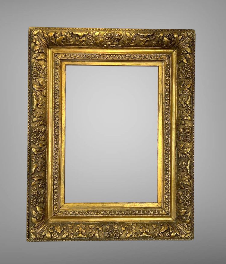 ANTIQUE LOUIS XVI STYLE WOODEN AND GILDED STUCCO FRAME FOR PAINTING 45 CM X 31 CM
