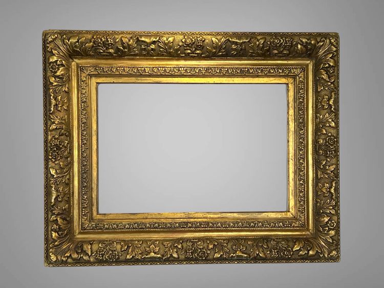 ANTIQUE LOUIS XVI STYLE WOODEN AND GILDED STUCCO FRAME FOR PAINTING 45 CM X 31 CM