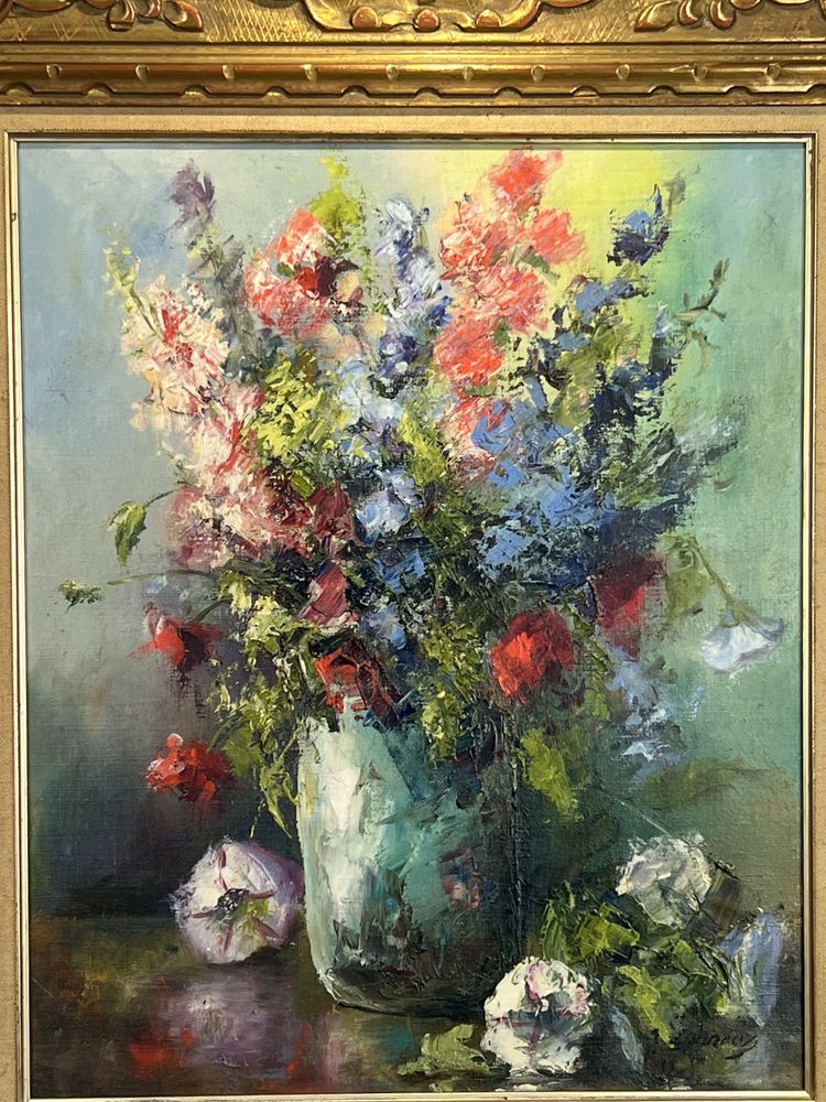 TABLEAU / PEINTURE / HUILE SUR TOILE REPRÉSENTANT UN BOUQUET DE FLEURS ENCADRÉ
