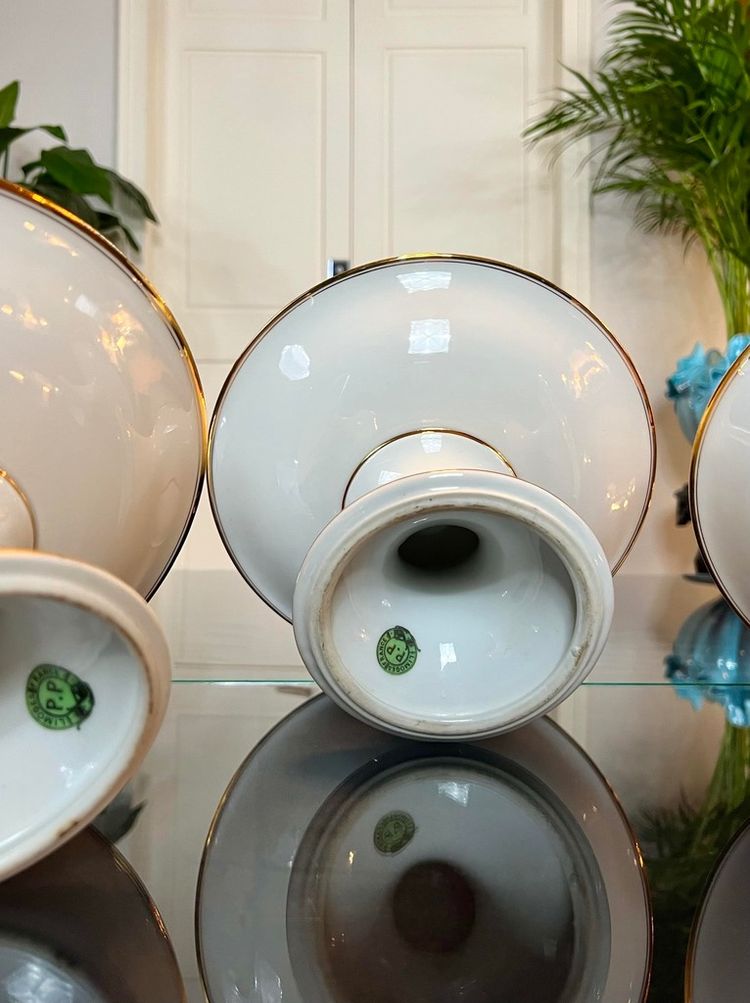 3 Compotiers En Porcelaine De Limoges - Décor Filets Or fin