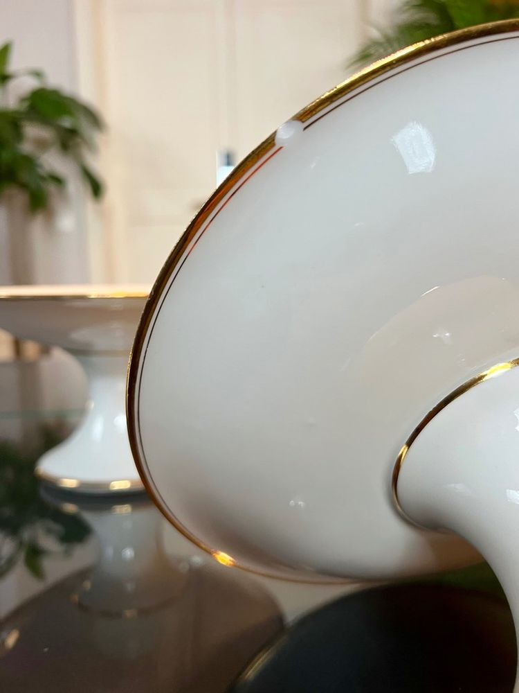 3 Compotiers En Porcelaine De Limoges - Décor Filets Or fin