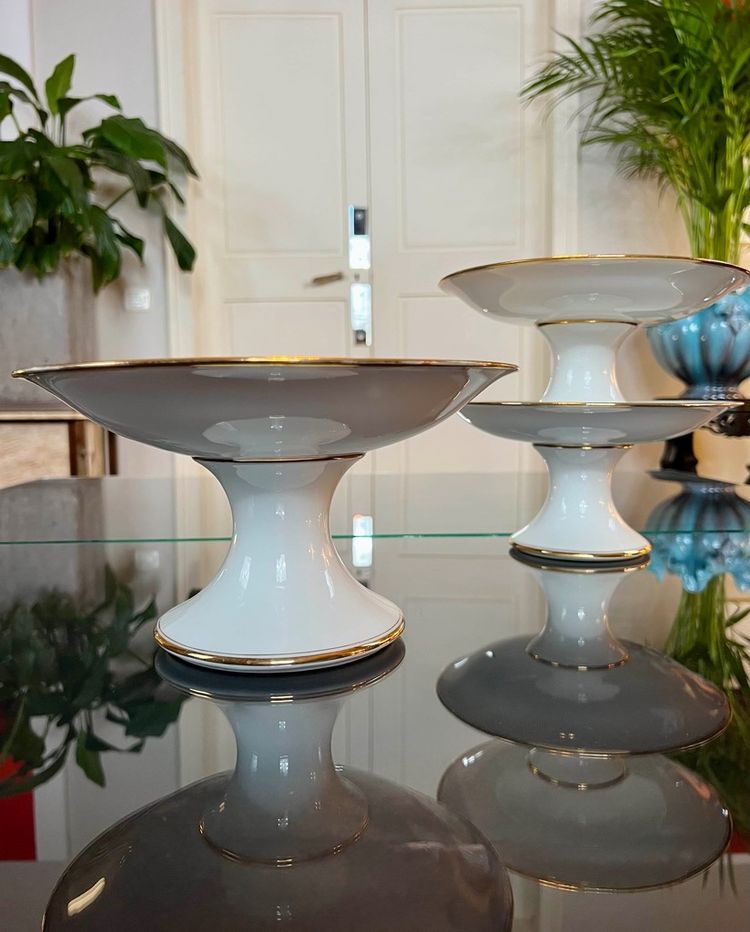 3 Compotiers En Porcelaine De Limoges - Décor Filets Or fin