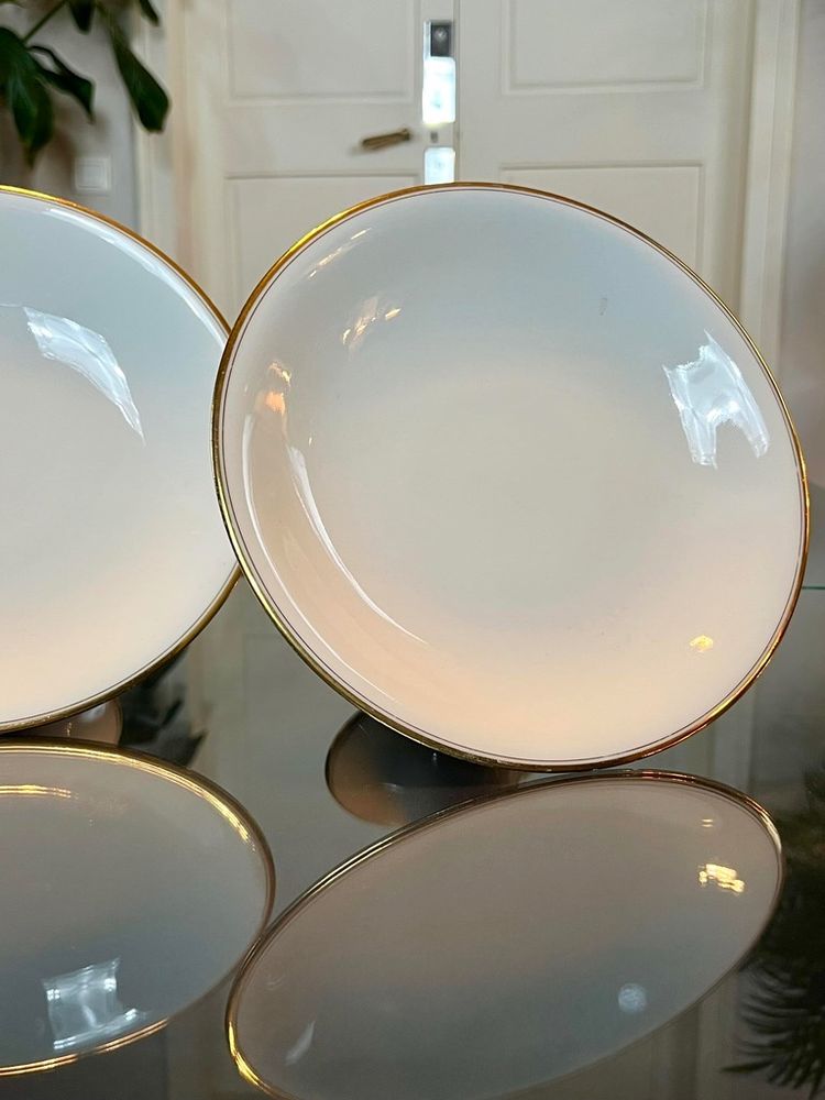 3 Compotiers En Porcelaine De Limoges - Décor Filets Or fin