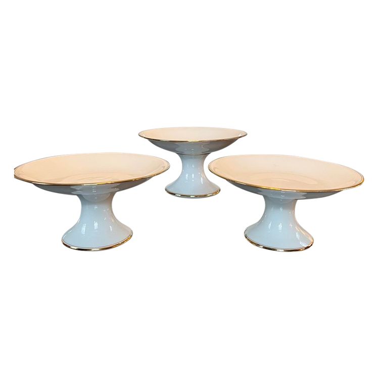 3 Compotiers En Porcelaine De Limoges - Décor Filets Or fin