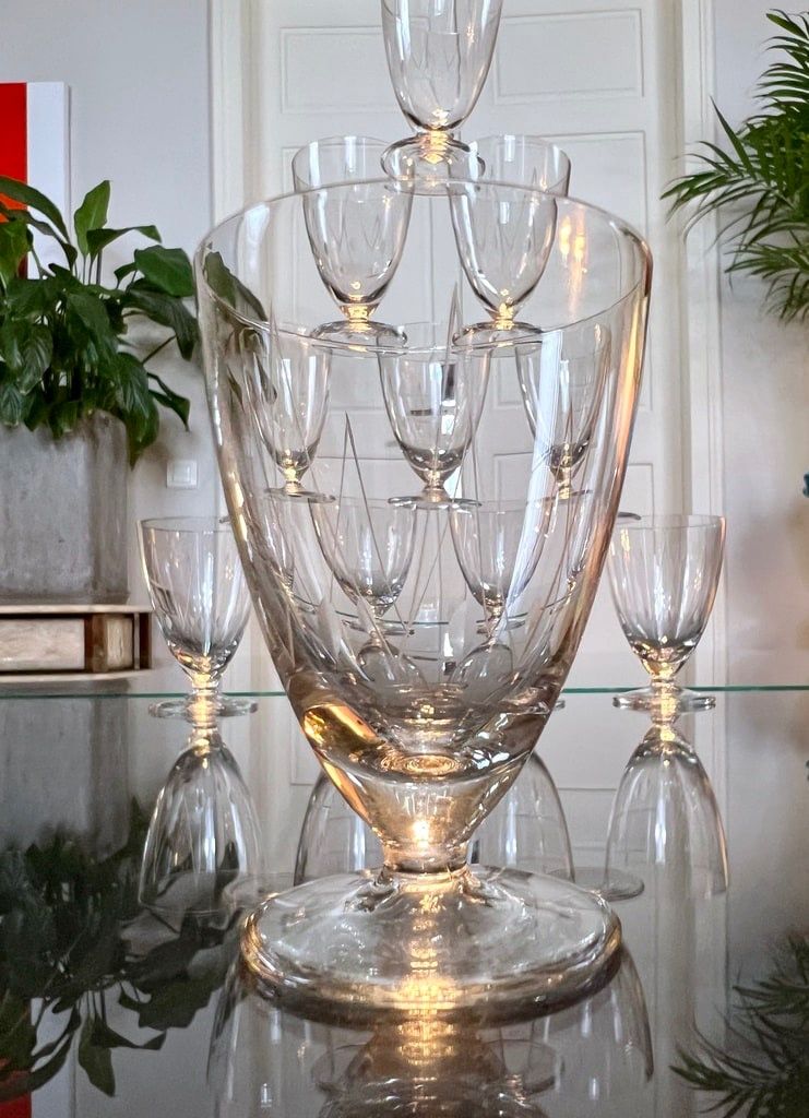 Crystal Port Glass Set - Art Déco