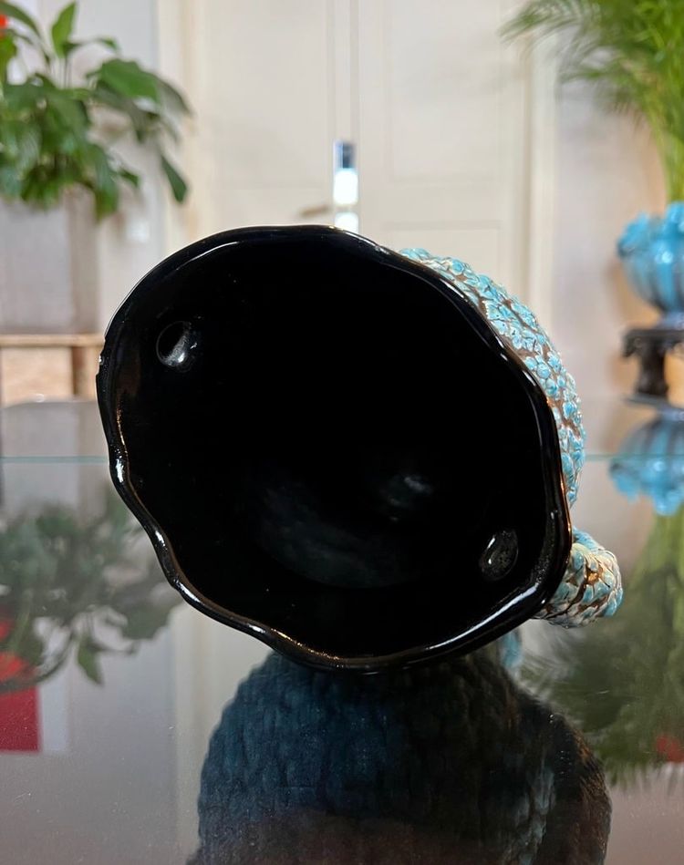 Vallauris Vintage Ceramic Vase - Blue Black