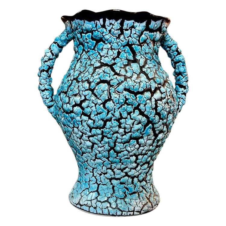 Vallauris Vintage Ceramic Vase - Blue Black