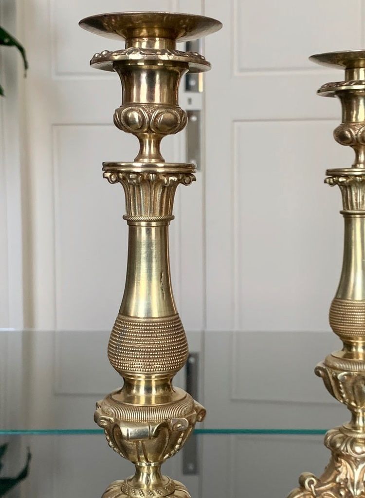 Pair Of Bronze Candlesticks - 19th Century