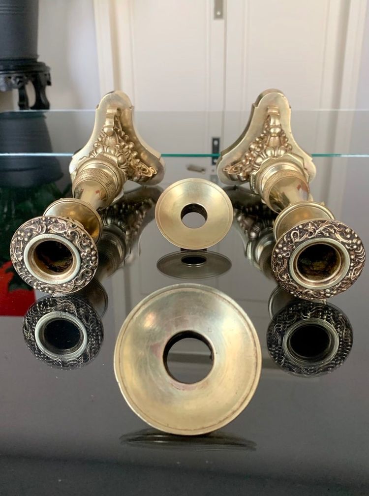 Pair Of Bronze Candlesticks - 19th Century