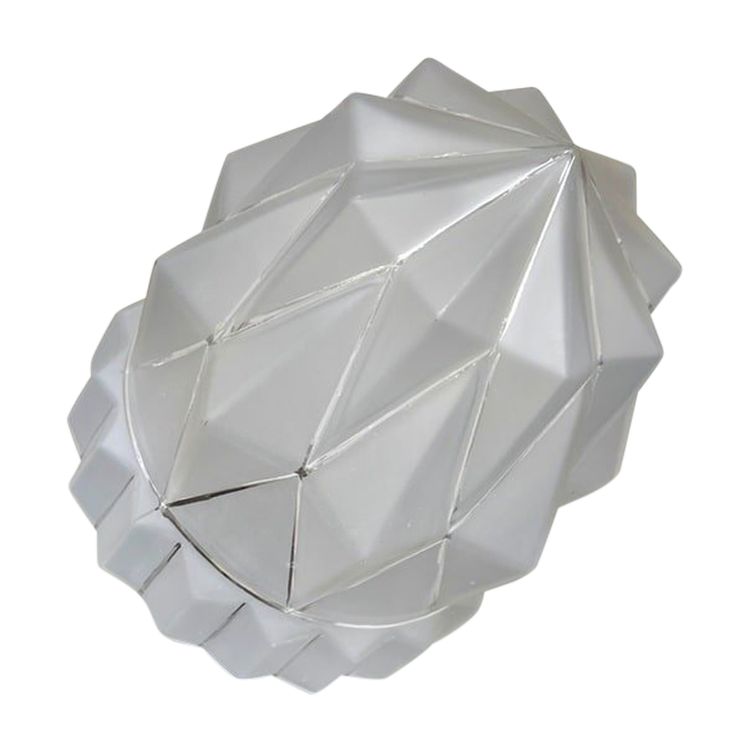 Art Deco Hanging Lamp - Chromed Metal And Frosted Glass Globe - Luminaire XXe siècle