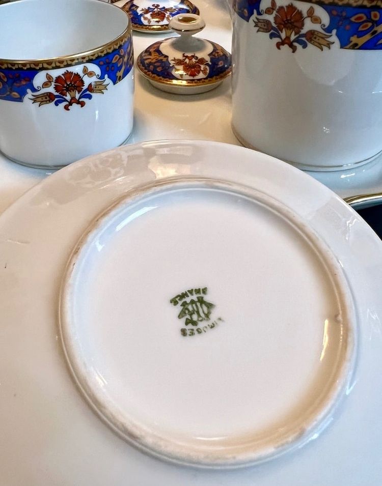 Servizio da tè vintage - Solitaire En Porcelaine - Vassoio con teiera Zuccheriera Tazza con panna