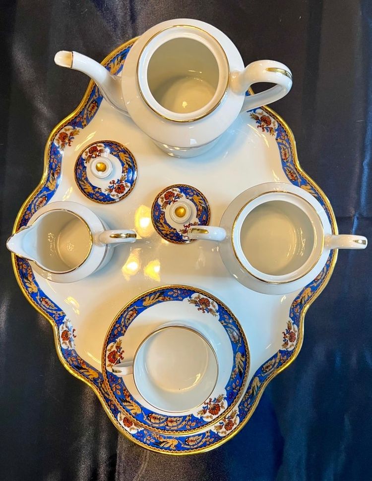 Servizio da tè vintage - Solitaire En Porcelaine - Vassoio con teiera Zuccheriera Tazza con panna
