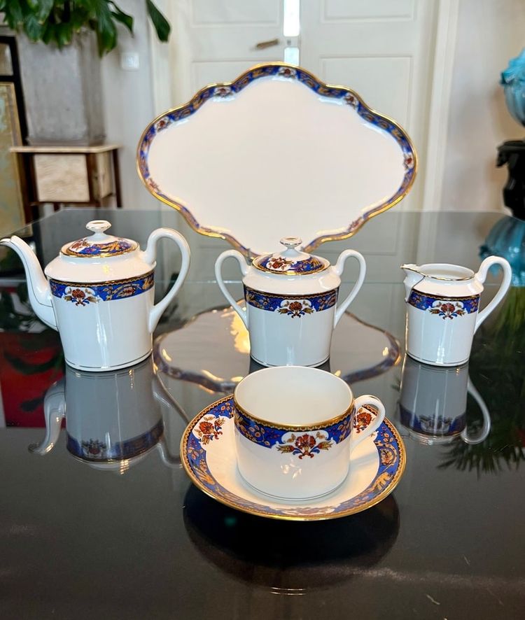 Servizio da tè vintage - Solitaire En Porcelaine - Vassoio con teiera Zuccheriera Tazza con panna