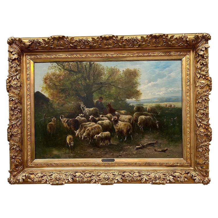 Gemälde von Henry Schouten 1857–1927. Hirte mit Schafen