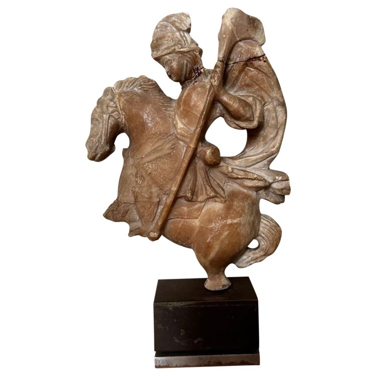 Scultura in alabastro di San Giorgio che uccide il drago, XVII secolo