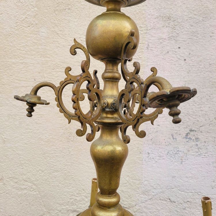 Lampadario in bronzo "olandese", inizio XX secolo