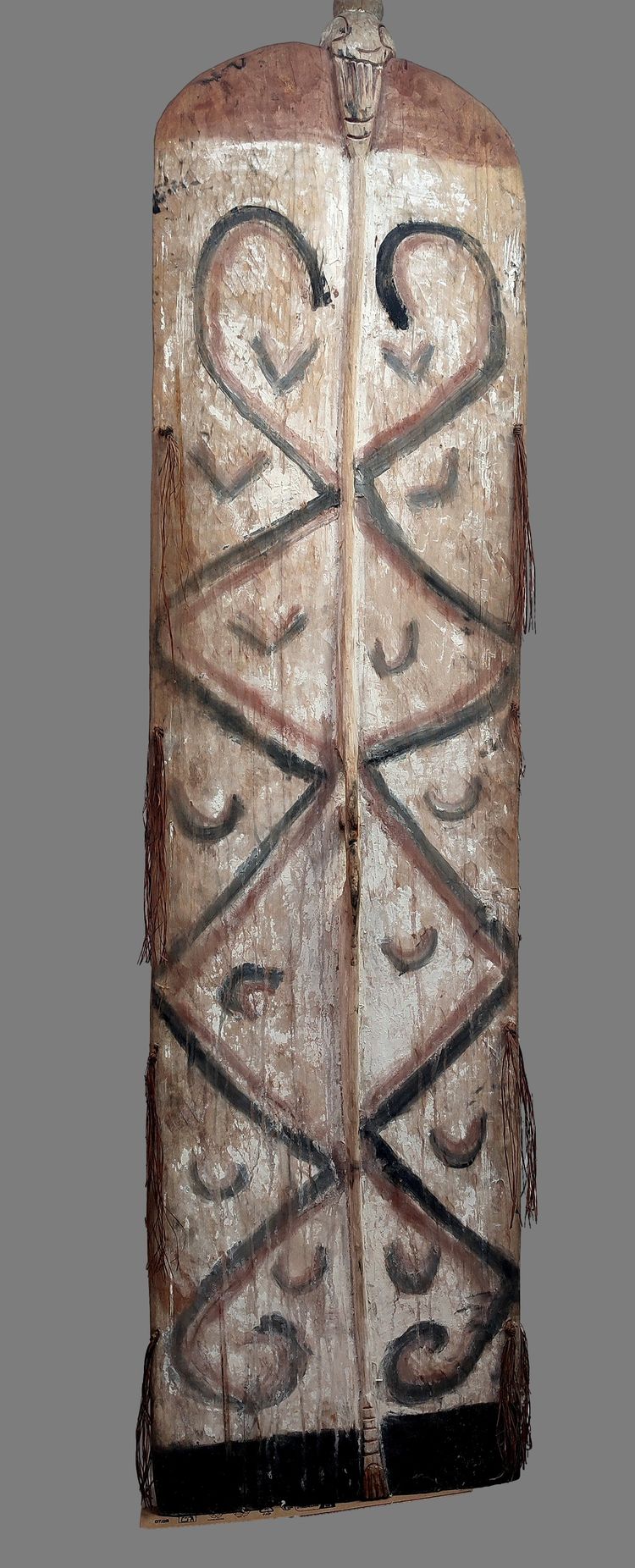 Großer polychromer Holzschild Asmat Iran Jaya, Wolmark Collection