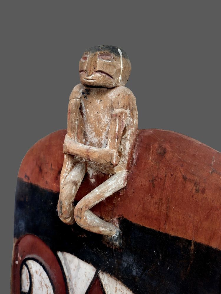 Großer polychromer Holzschild Asmat Iran Jaya, Wolmark Collection