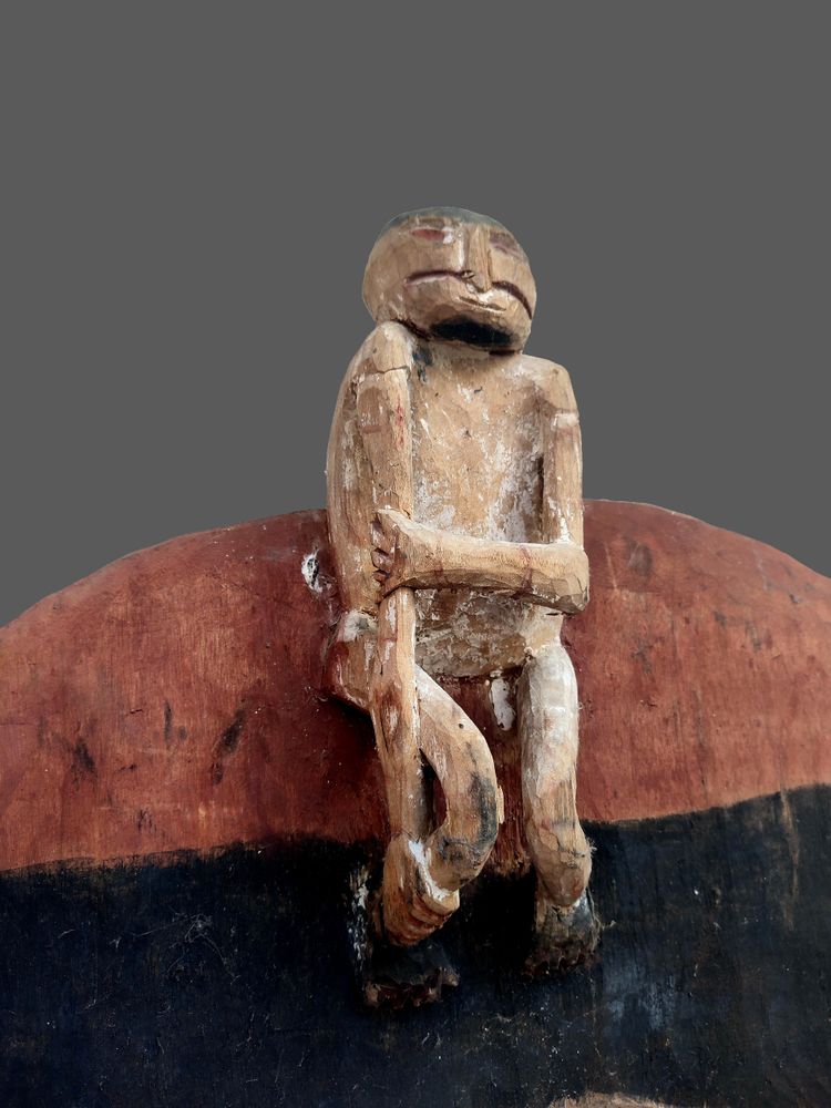 Großer polychromer Holzschild Asmat Iran Jaya, Wolmark Collection