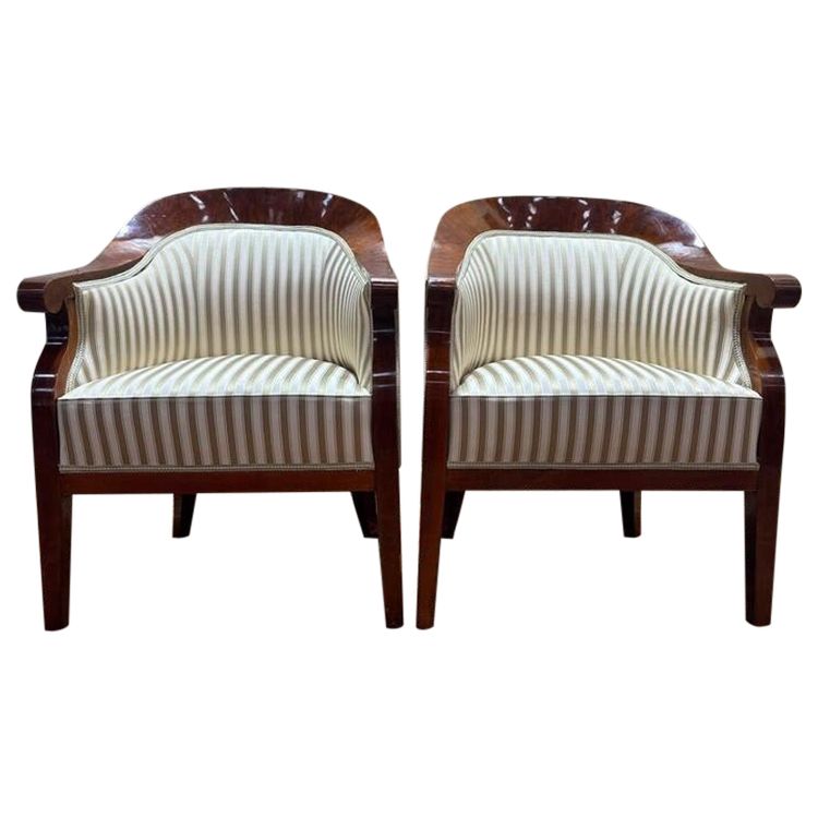 Paire de fauteuils bergères gondoles Bidermeier / Art Déco 