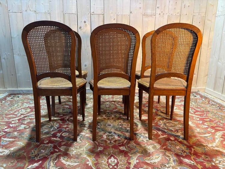 Serie di 6 sedie a canne in stile Louis XVI