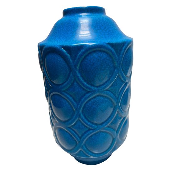 VASE IN CRACKED TURQUOISE BOCH