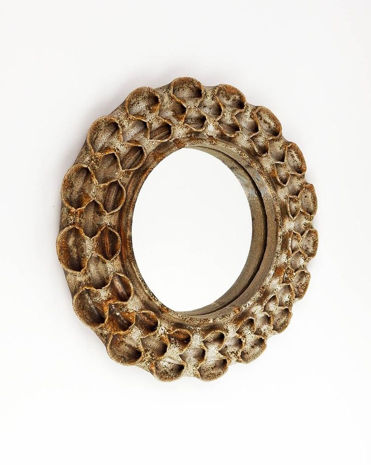 Miroir rond en grès